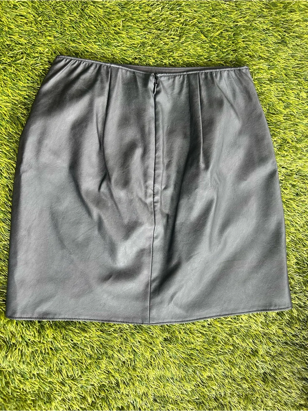 Abercrombie & Fitch Black Faux Leather Wrap Mini Skirt